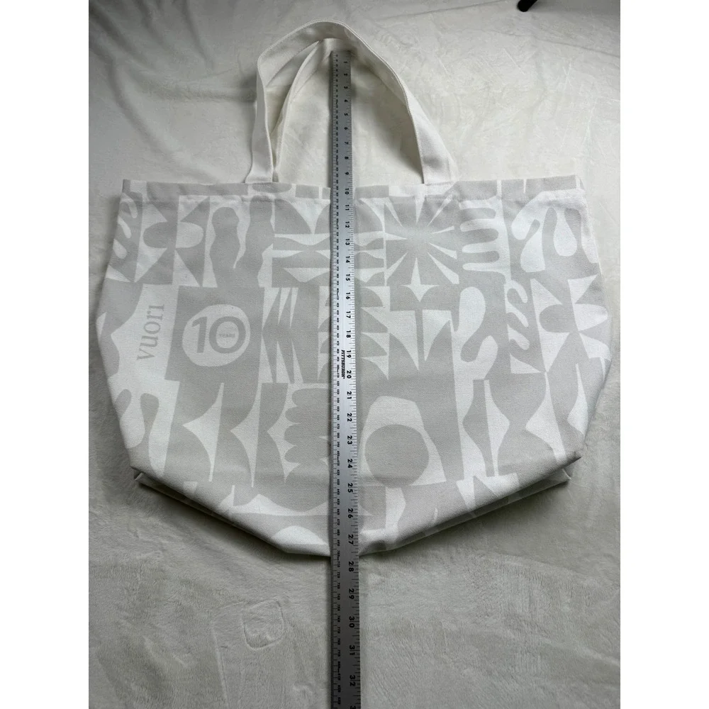 Vuori Celebrating A Decade 10 Year Anniversary Canvas Tote Bag Grey White Large